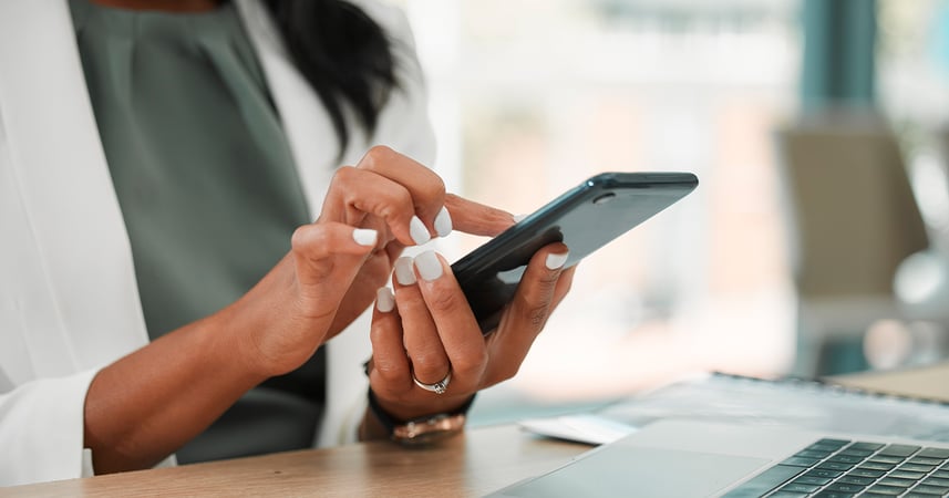 Making a business call through an app on a cell phone