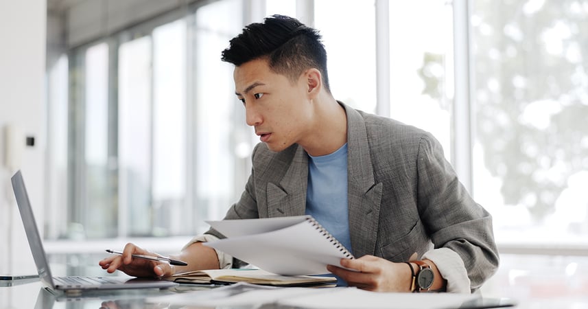 man reviewing data