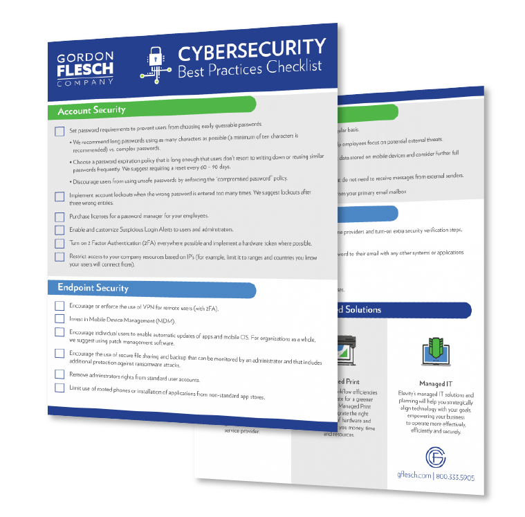 Cybersecurity Best Practices Checklist Gordon Flesch Company